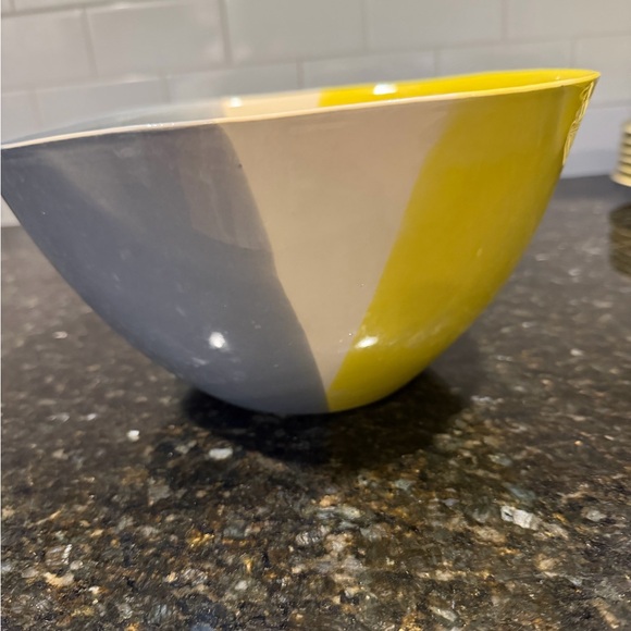 Crate&Barrel Other - Crate&Barrel Yellow and Gray Ceramic Bowl